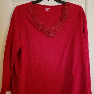 Lady's Saint John's  Bay Red Long Sleeve Shirt